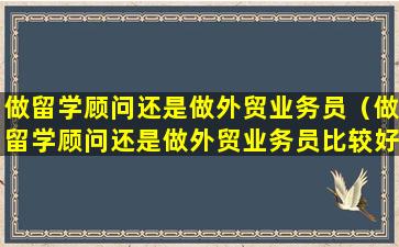做留学顾问还是做外贸业务员（做留学顾问还是做外贸业务员比较好）