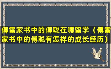 傅雷家书中的傅聪在哪留学（傅雷家书中的傅聪有怎样的成长经历）