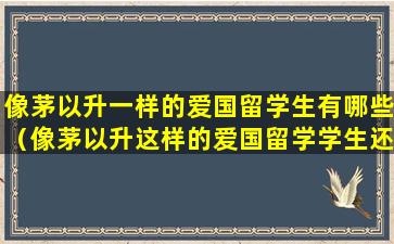 像茅以升一样的爱国留学生有哪些（像茅以升这样的爱国留学学生还有什么）