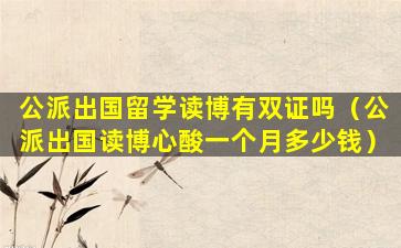 公派出国留学读博有双证吗（公派出国读博心酸一个月多少钱）