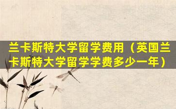 兰卡斯特大学留学费用（英国兰卡斯特大学留学学费多少一年）