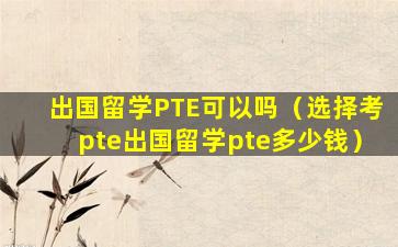 出国留学PTE可以吗（选择考pte出国留学pte多少钱）