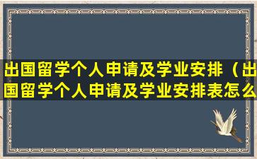 出国留学个人申请及学业安排（出国留学个人申请及学业安排表怎么填）