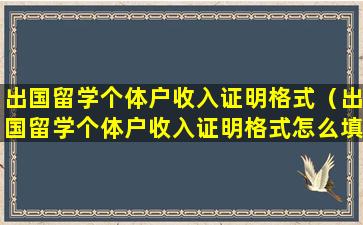 出国留学个体户收入证明格式（出国留学个体户收入证明格式怎么填）