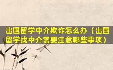出国留学中介欺诈怎么办（出国留学找中介需要注意哪些事项）