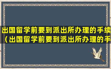 出国留学前要到派出所办理的手续（出国留学前要到派出所办理的手续有哪些）