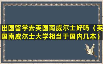 出国留学去英国南威尔士好吗（英国南威尔士大学相当于国内几本）