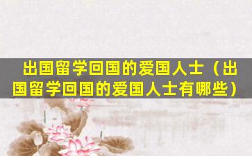 出国留学回国的爱国人士（出国留学回国的爱国人士有哪些）