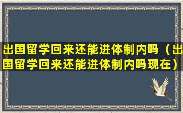 出国留学回来还能进体制内吗（出国留学回来还能进体制内吗现在）