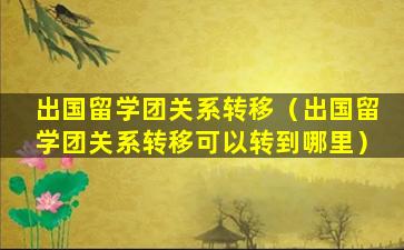 出国留学团关系转移（出国留学团关系转移可以转到哪里）