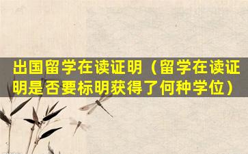 出国留学在读证明（留学在读证明是否要标明获得了何种学位）