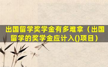出国留学奖学金有多难拿（出国留学的奖学金应计入()项目）