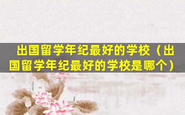 出国留学年纪最好的学校（出国留学年纪最好的学校是哪个）