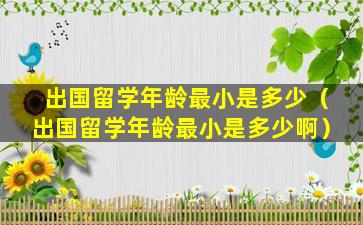 出国留学年龄最小是多少（出国留学年龄最小是多少啊）