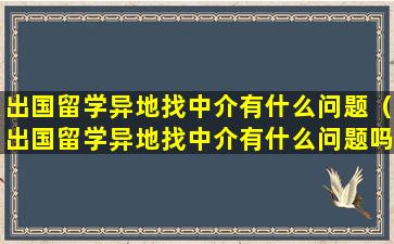 出国留学异地找中介有什么问题（出国留学异地找中介有什么问题吗知乎）