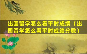 出国留学怎么看平时成绩（出国留学怎么看平时成绩分数）