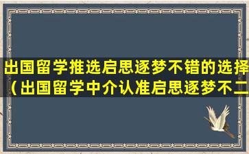 出国留学推选启思逐梦不错的选择（出国留学中介认准启思逐梦不二之选）