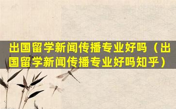 出国留学新闻传播专业好吗（出国留学新闻传播专业好吗知乎）