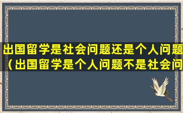 出国留学是社会问题还是个人问题（出国留学是个人问题不是社会问题辩论）
