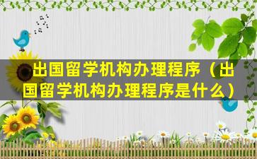 出国留学机构办理程序（出国留学机构办理程序是什么）