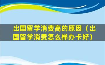 出国留学消费高的原因（出国留学消费怎么样办卡好）