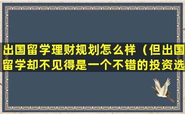 出国留学理财规划怎么样（但出国留学却不见得是一个不错的投资选择）