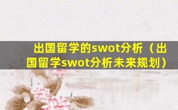 出国留学的swot分析（出国留学swot分析未来规划）