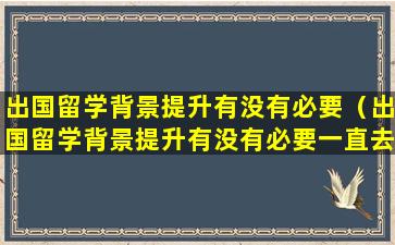 出国留学背景提升有没有必要（出国留学背景提升有没有必要一直去）