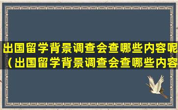 出国留学背景调查会查哪些内容呢（出国留学背景调查会查哪些内容呢知乎）