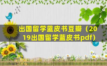 出国留学蓝皮书豆瓣（2019出国留学蓝皮书pdf）