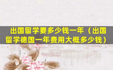 出国留学要多少钱一年（出国留学德国一年费用大概多少钱）