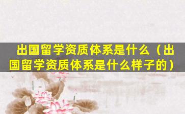 出国留学资质体系是什么（出国留学资质体系是什么样子的）
