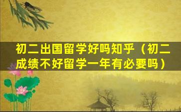 初二出国留学好吗知乎（初二成绩不好留学一年有必要吗）