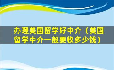 办理美国留学好中介（美国留学中介一般要收多少钱）