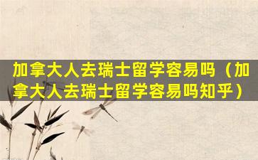 加拿大人去瑞士留学容易吗（加拿大人去瑞士留学容易吗知乎）