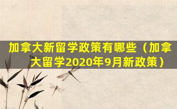 加拿大新留学政策有哪些（加拿大留学2020年9月新政策）