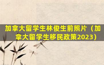 加拿大留学生林俊生前照片（加拿大留学生移民政策2023）