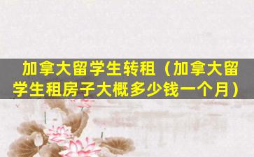加拿大留学生转租（加拿大留学生租房子大概多少钱一个月）