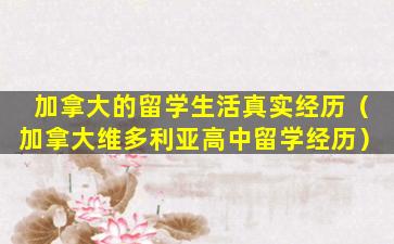 加拿大的留学生活真实经历（加拿大维多利亚高中留学经历）