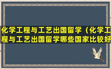 化学工程与工艺出国留学（化学工程与工艺出国留学哪些国家比较好）