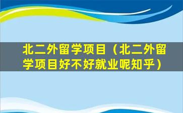 北二外留学项目（北二外留学项目好不好就业呢知乎）