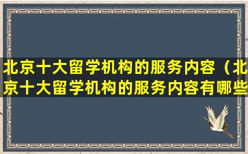 北京十大留学机构的服务内容（北京十大留学机构的服务内容有哪些）
