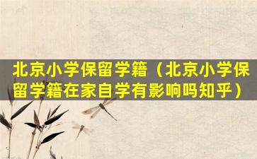 北京小学保留学籍（北京小学保留学籍在家自学有影响吗知乎）