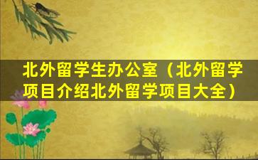 北外留学生办公室（北外留学项目介绍北外留学项目大全）