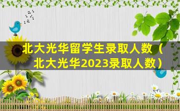 北大光华留学生录取人数（北大光华2023录取人数）