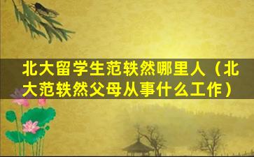 北大留学生范轶然哪里人（北大范轶然父母从事什么工作）