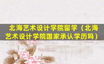 北海艺术设计学院留学（北海艺术设计学院国家承认学历吗）