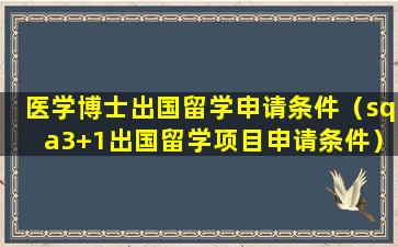 医学博士出国留学申请条件（sqa3+1出国留学项目申请条件）