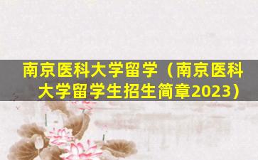 南京医科大学留学（南京医科大学留学生招生简章2023）