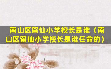 南山区留仙小学校长是谁（南山区留仙小学校长是谁任命的）